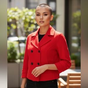 Diane von Fürstenberg Red Pleated Blazer | Made in USA | Size 4